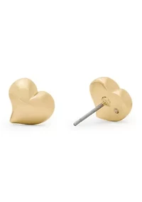 Heart Gold Tone Stud Earrings