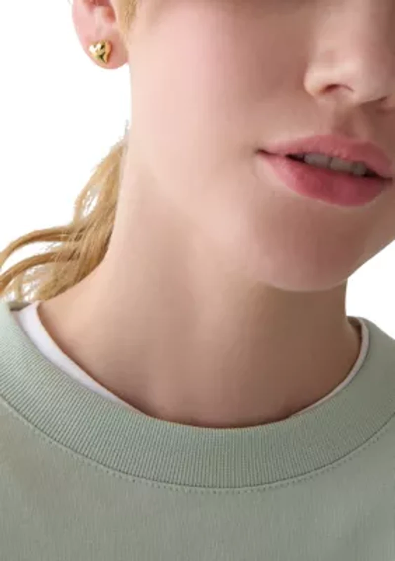 Heart Gold Tone Stud Earrings