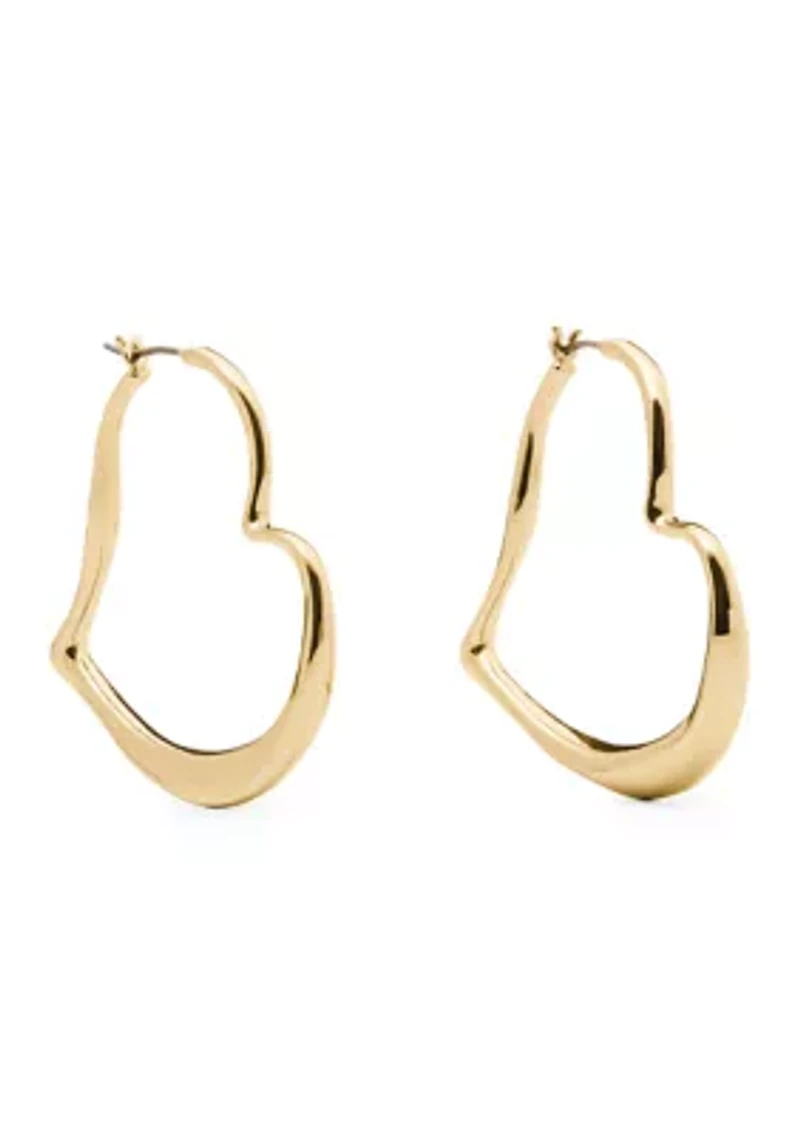 Heart Hoop Gold Tone Earrings