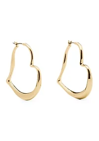 Heart Hoop Gold Tone Earrings