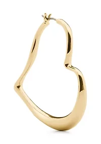 Heart Hoop Gold Tone Earrings