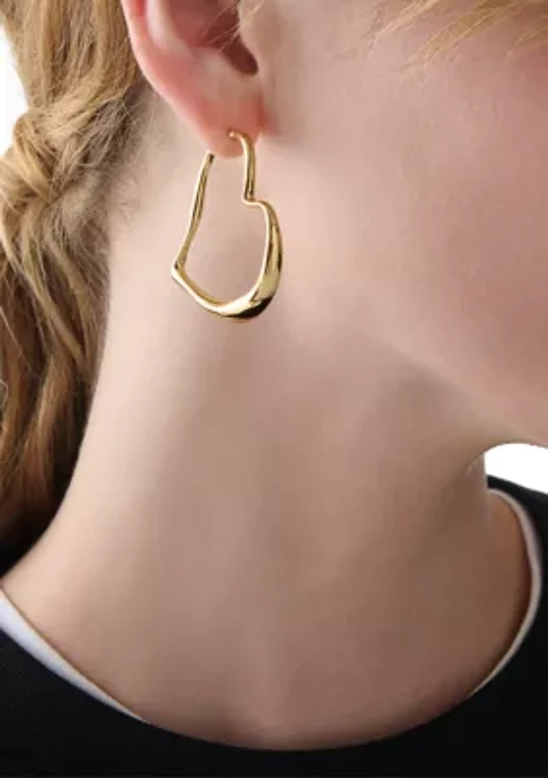 Heart Hoop Gold Tone Earrings