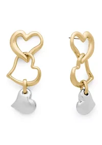 Triple Heart Drop Earrings