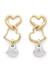 Triple Heart Drop Earrings