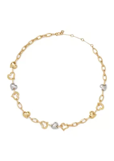 Heart Linked Two Tone Necklace