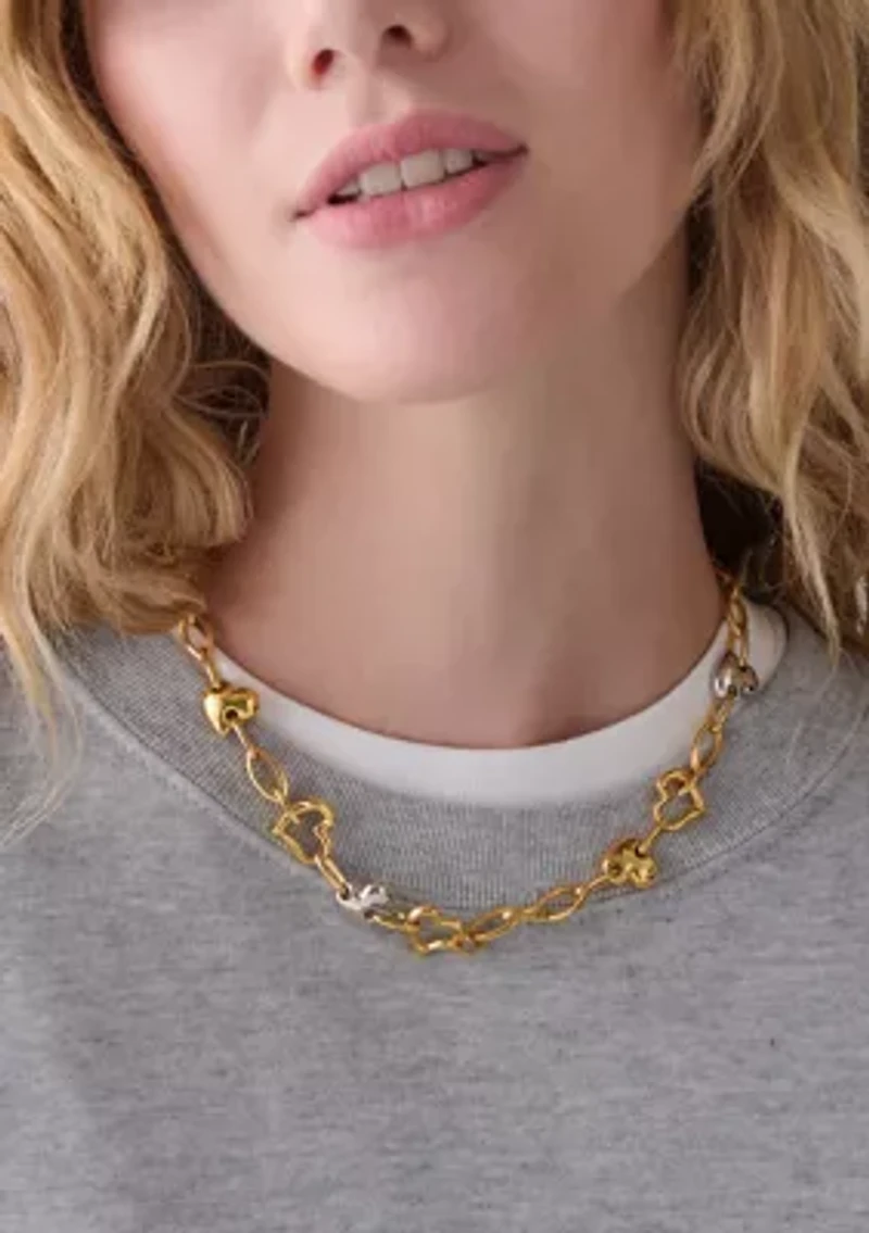Heart Linked Two Tone Necklace