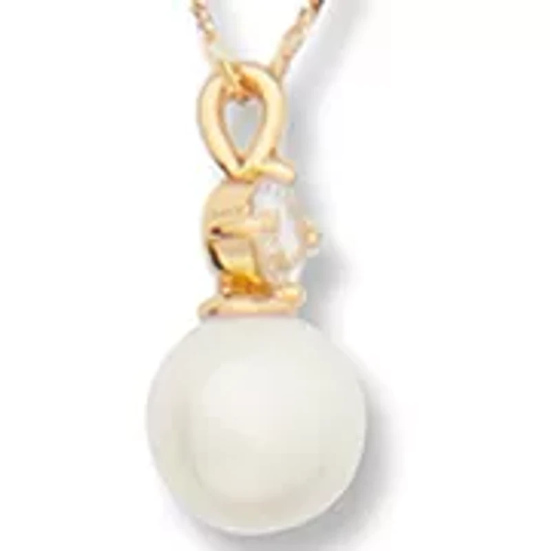 Mini Pearl Gold Tone Pendant Necklace