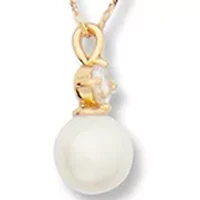 Mini Pearl Gold Tone Pendant Necklace