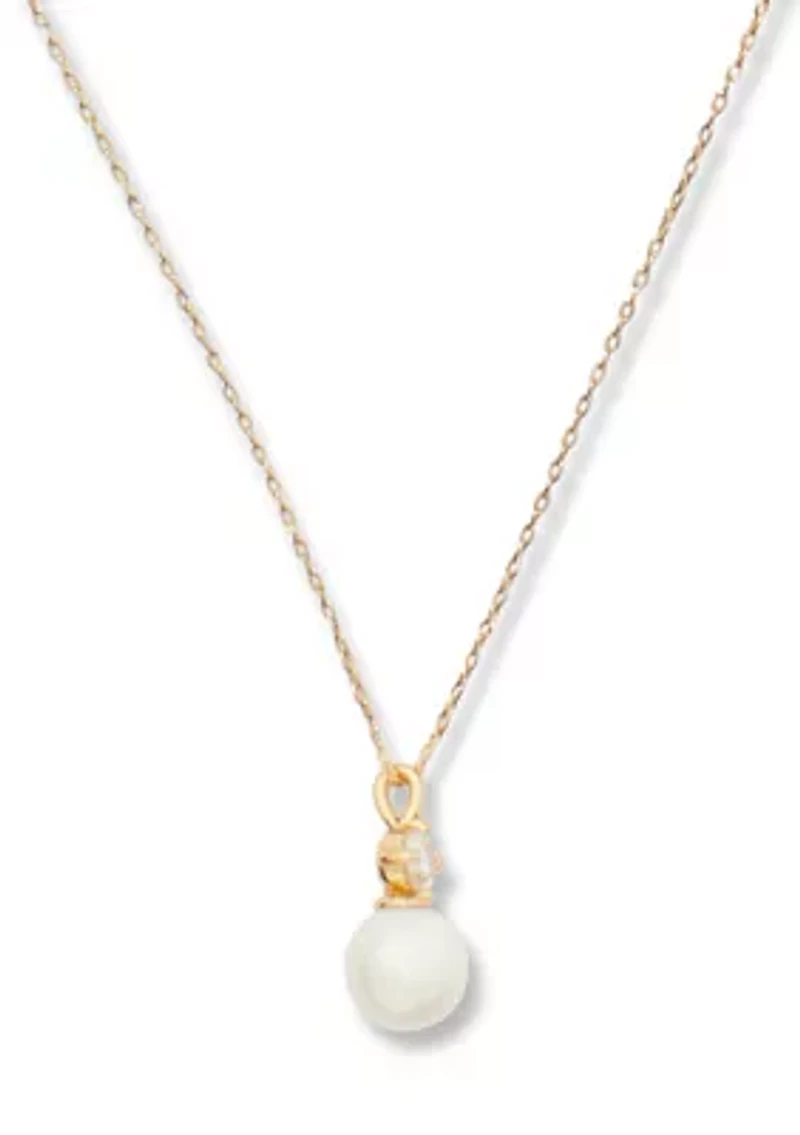 Mini Pearl Gold Tone Pendant Necklace