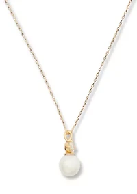 Mini Pearl Gold Tone Pendant Necklace