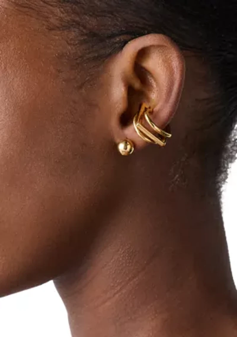 Gold Tone Huggie Clip Earrings