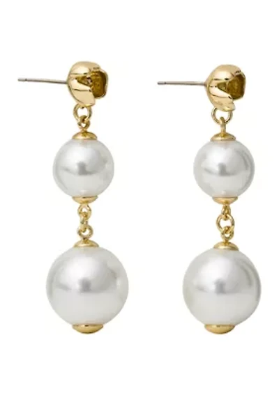 White Gold Tone Linear Earrings