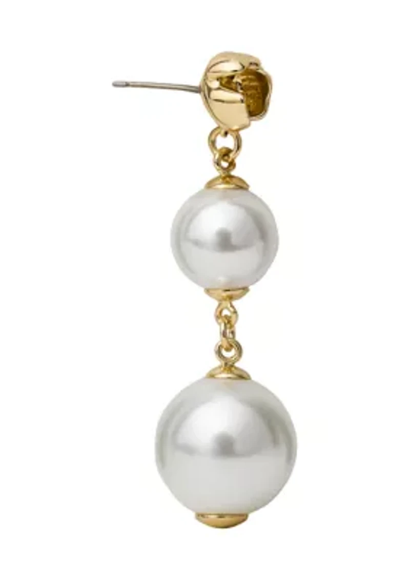 White Gold Tone Linear Earrings