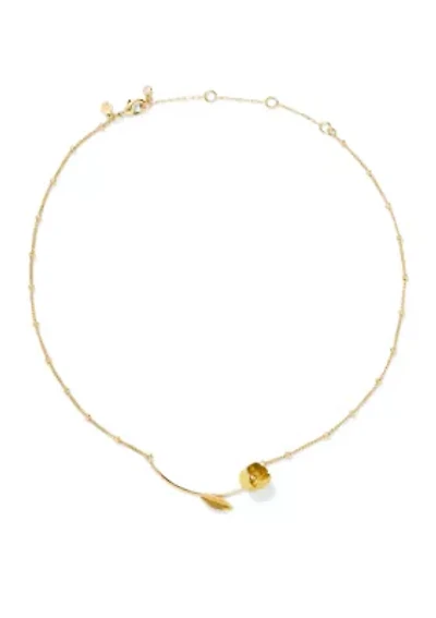 Golden Flower Bloom Bar Pendant Necklace