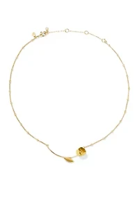 Golden Flower Bloom Bar Pendant Necklace