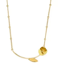Golden Flower Bloom Bar Pendant Necklace