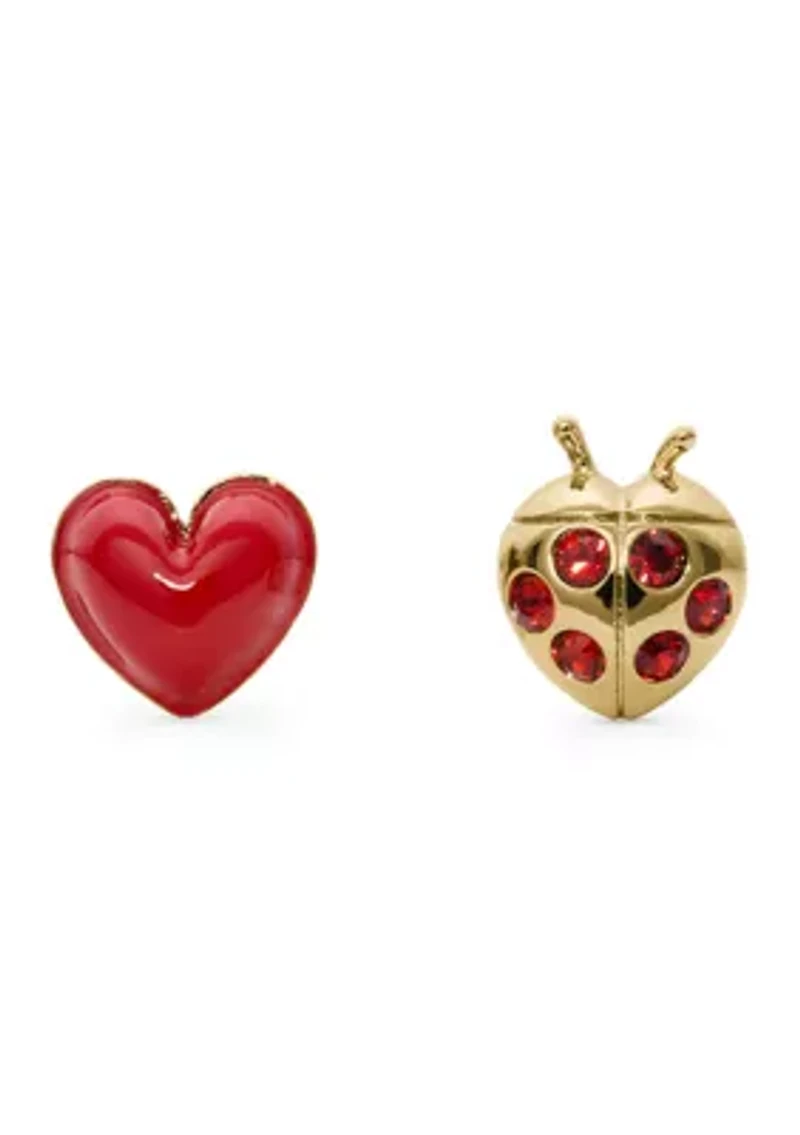 Ladybug Asymmetrical Stud Earrings