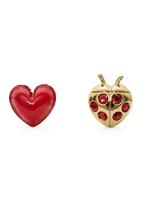 Ladybug Asymmetrical Stud Earrings