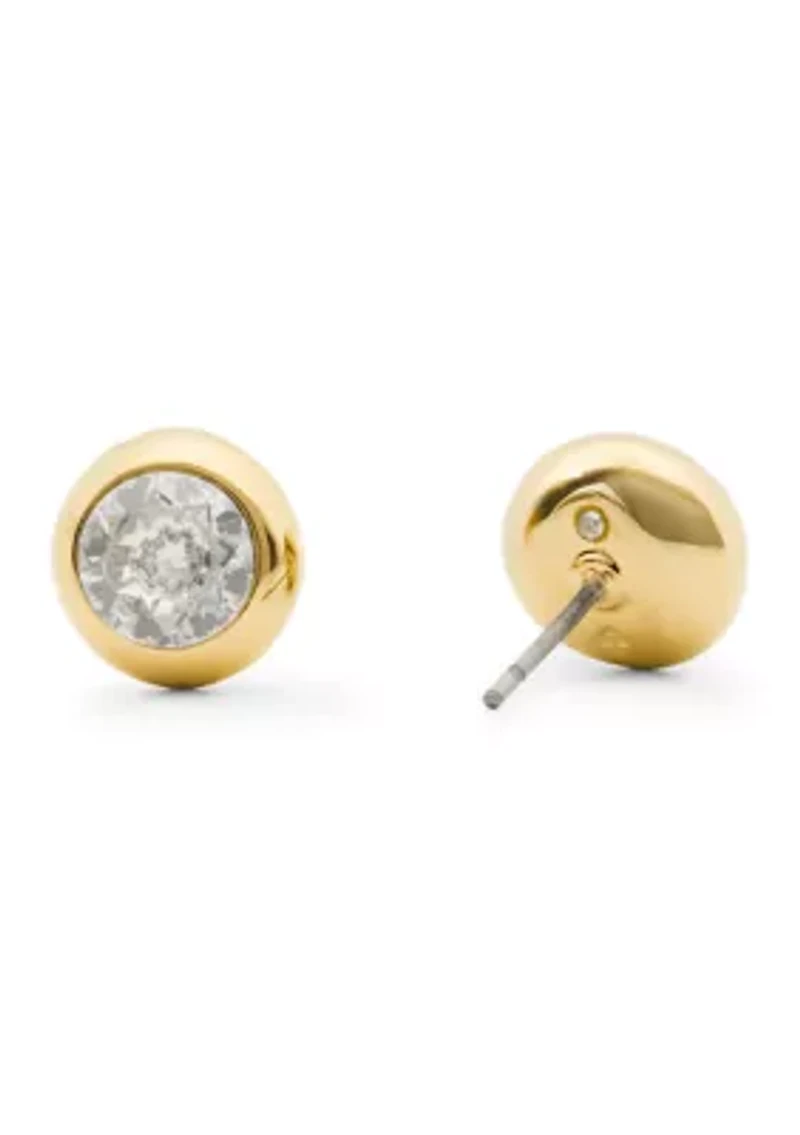 Molten Glass Round Stone Stud Earrings