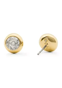 Molten Glass Round Stone Stud Earrings