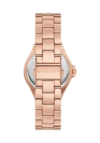 Lennox Three Hand Rose Gold Tone Stainless Steel Watch and Sterling Bracelet Set