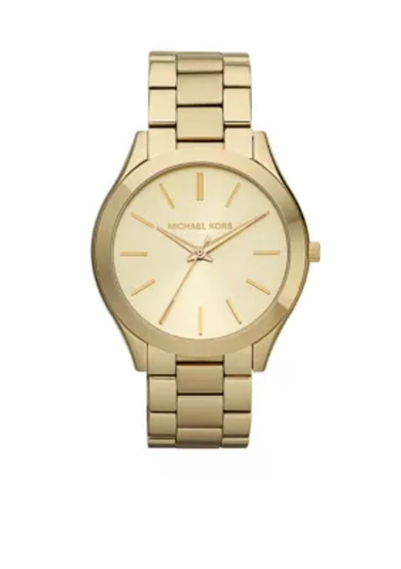 Gold Tone Stainless Steel Slim Runway Watch