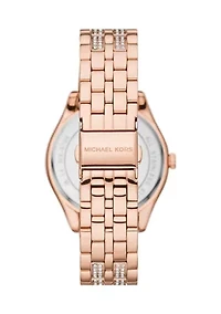 Harlowe Three Hand Rose Gold Tone Stainless Steel Watch