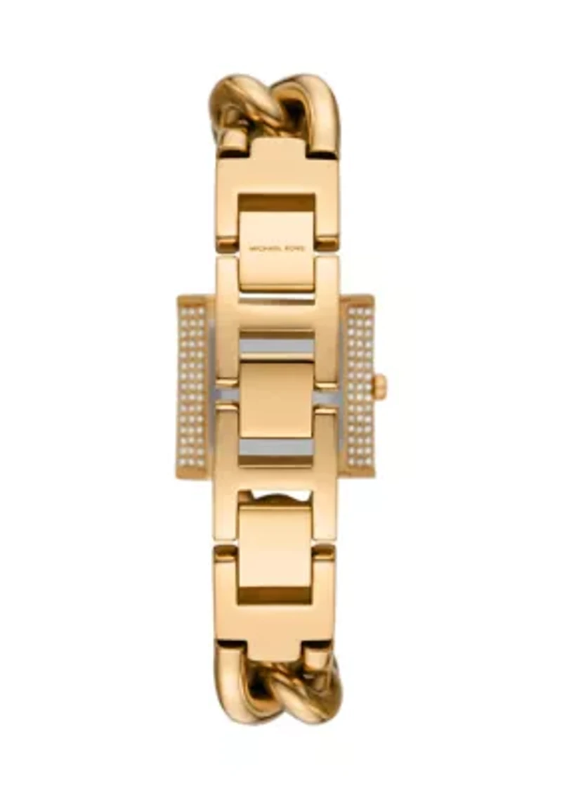 Gold Tone Stainless Steel Chunky Fringe Crystal Drops Watch