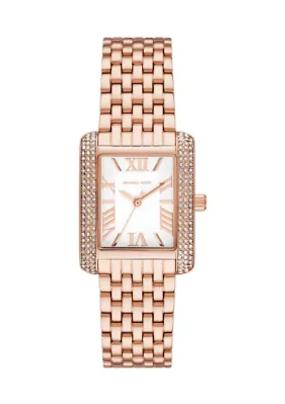 Women Rose Gold Stainless Steel Crystal Watch