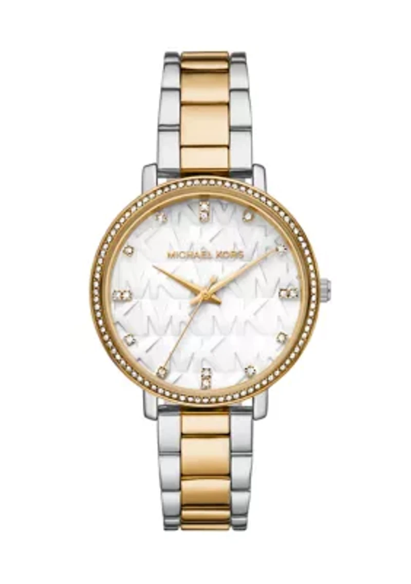 White Gold Tone Analog Watch