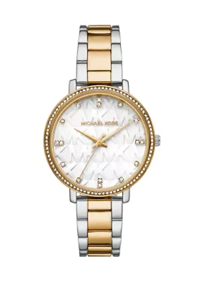 White Gold Tone Analog Watch