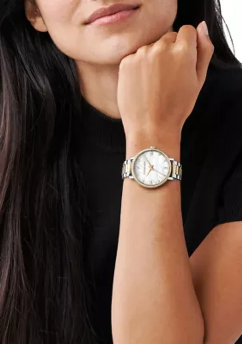 White Gold Tone Analog Watch