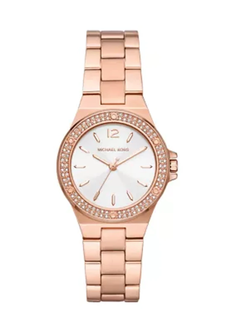 Rose Gold Tone Stainless Steel Mini Lennox Three Hand Watch