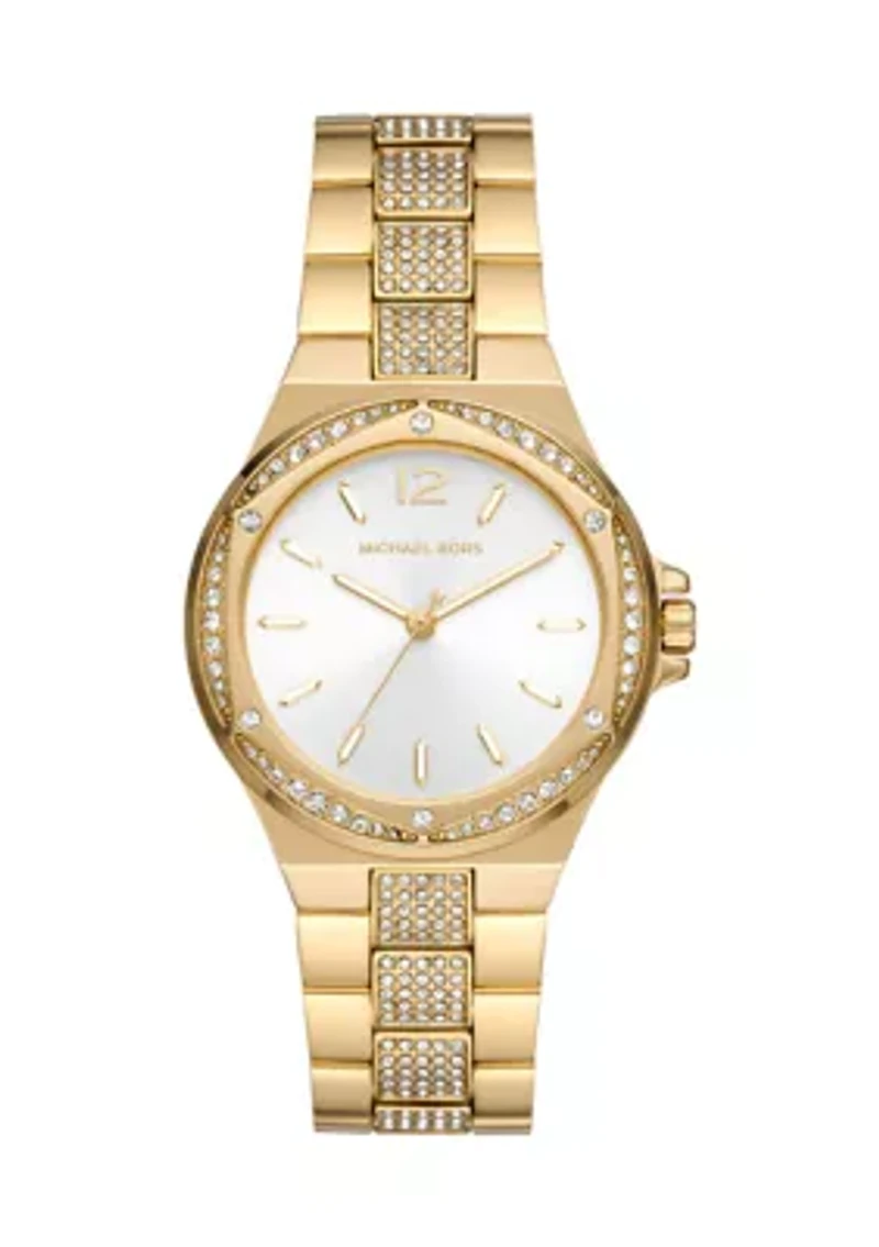 Women's Gold Tone Stainless Steel Crystal Embellished Watch