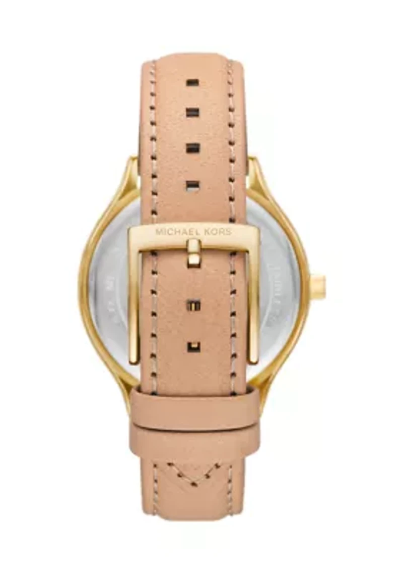 Tan Slim Runway Leather Watch