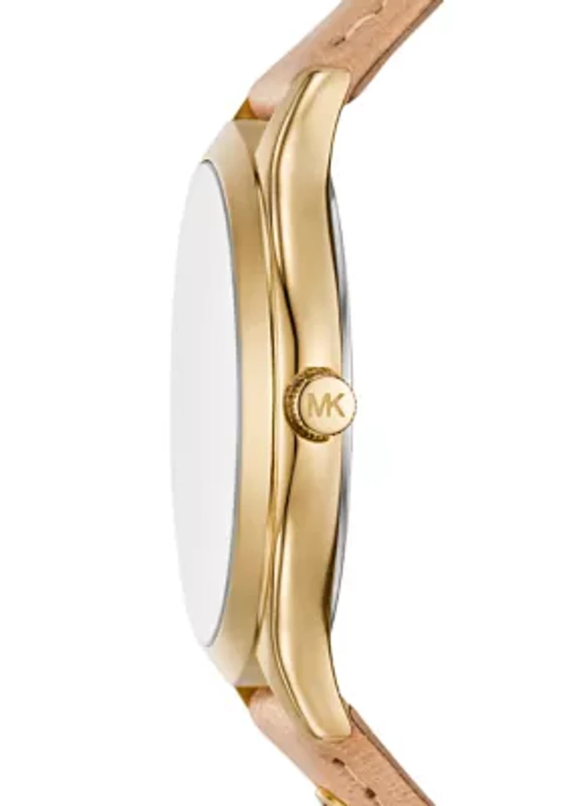 Tan Slim Runway Leather Watch