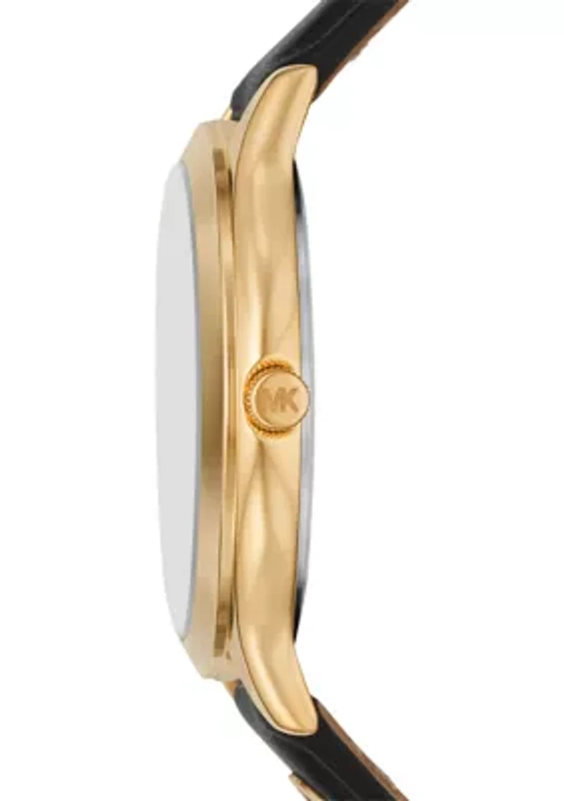 Ladies Black Gold Tone Analog Watch