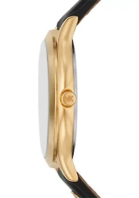 Ladies Black Gold Tone Analog Watch