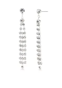 Silver-Tone Crystal Linear Drop Earrings