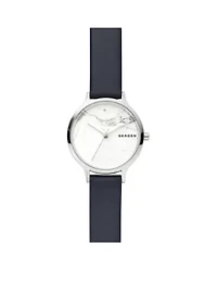 Women's Stainless Steel Anita Blue Leather Stone Watch
