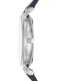 Women's Stainless Steel Anita Blue Leather Stone Watch