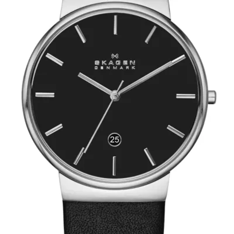 Men's Ancher Black Leather Watch