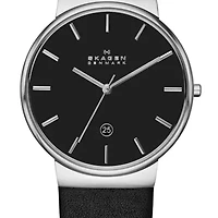 Men's Ancher Black Leather Watch