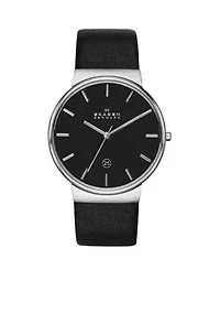 Men's Ancher Black Leather Watch