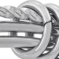 8" Silver Plated High Polished and Twist Triple Bangle Bracelet