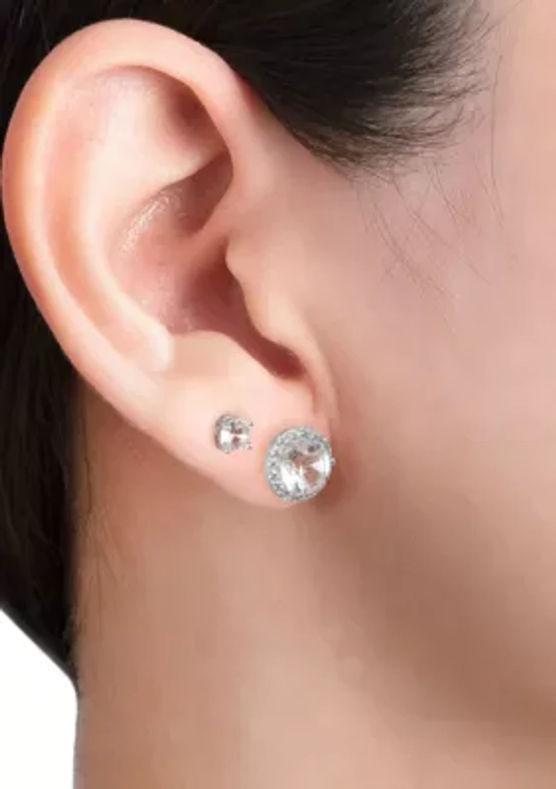 Sterling Silver Crystal Duo Stud Boxed 2-Earring Set