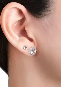Sterling Silver Crystal Duo Stud Boxed 2-Earring Set