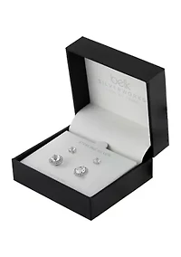 Sterling Silver Crystal Duo Stud Boxed 2-Earring Set
