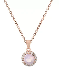 Boxed Sterling Silver 18 Inch 6 Millimeter Fine Crystal with Cubic Zirconia Halo Pendant Necklace