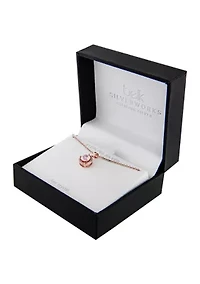 Boxed Sterling Silver 18 Inch 6 Millimeter Fine Crystal with Cubic Zirconia Halo Pendant Necklace